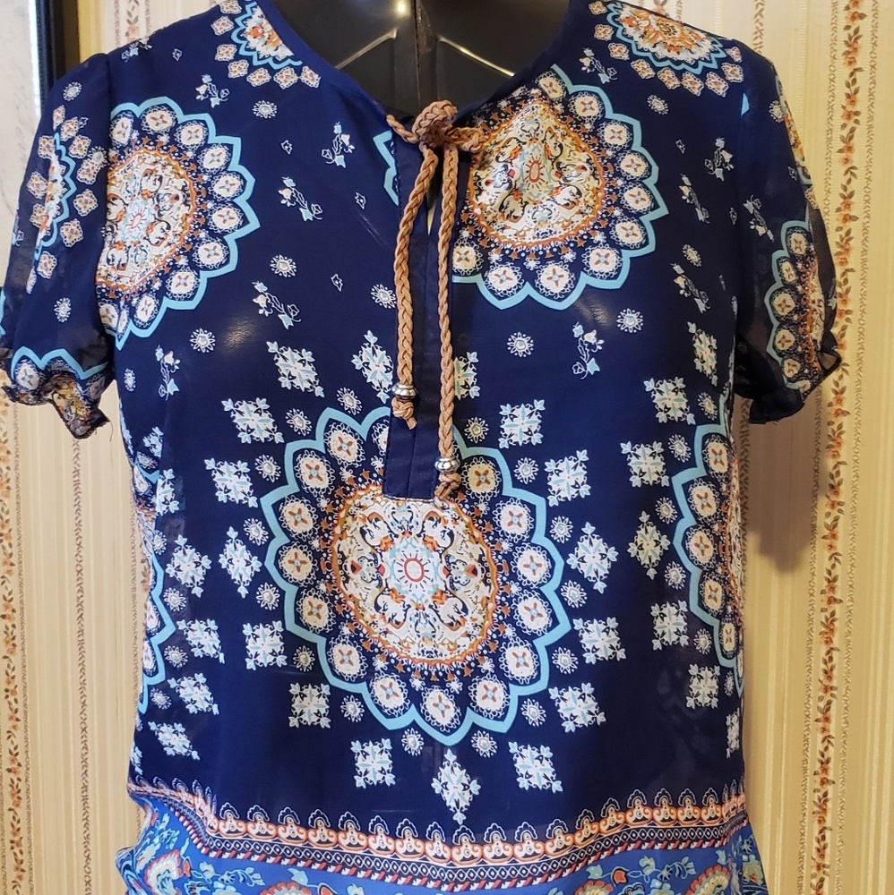 Sheer Mandala Print Blouse